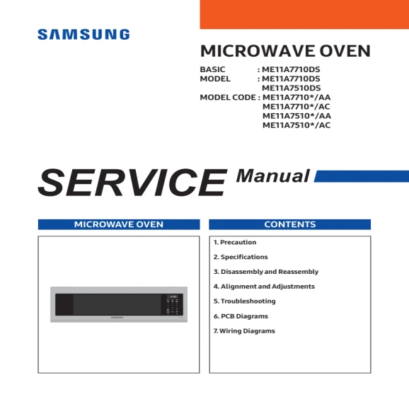 Samsung ME11A7510DS and ME11A7510DG Service Manual PDF