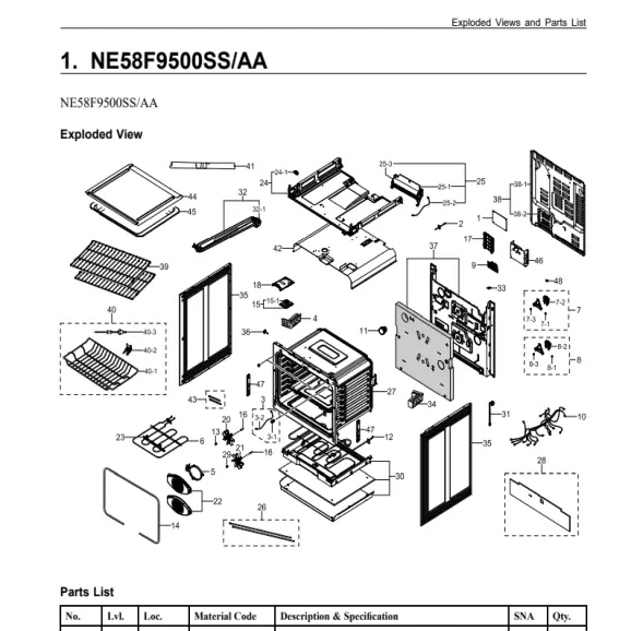 Samsung NE58F9500SS/AA Parts Diagram PDF