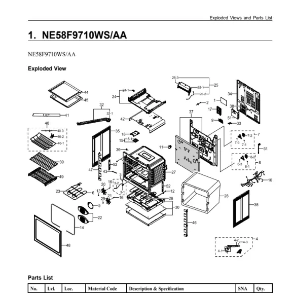 Samsung NE58F9710WS/AA Parts Diagram PDF