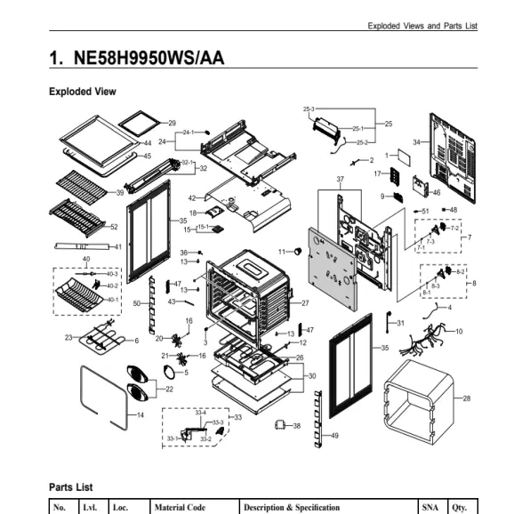 Samsung NE58H9950WS/AA Parts Diagram PDF