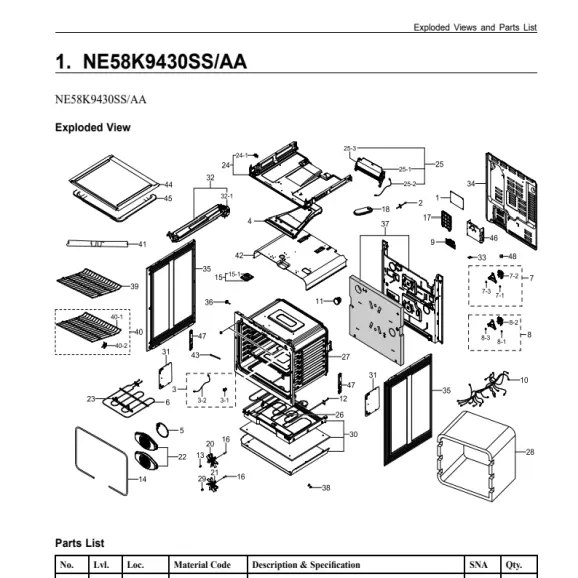 Samsung NE58K9430SS/AA Parts Diagram PDF