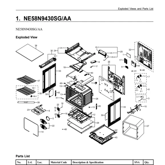 Samsung NE58N9430SG/AA Parts Diagram PDF
