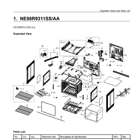 Samsung NE58R9311SS/AA Parts Diagram PDF