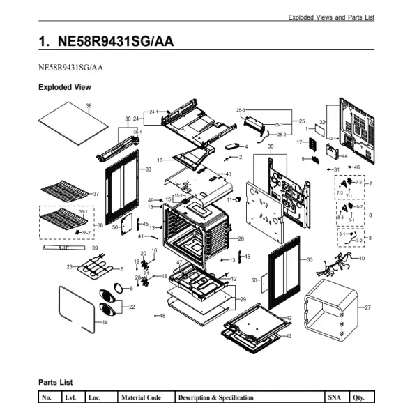 Samsung NE58R9431SG/AA Parts Diagram PDF