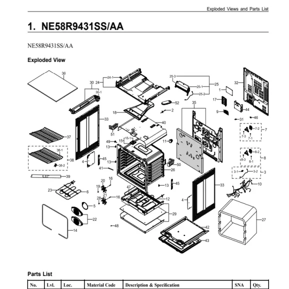Samsung NE58R9431SS/AA Parts Diagram PDF