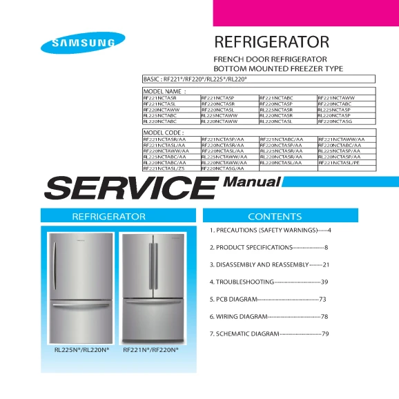 Samsung RF221NCTASP Service Manual PDF