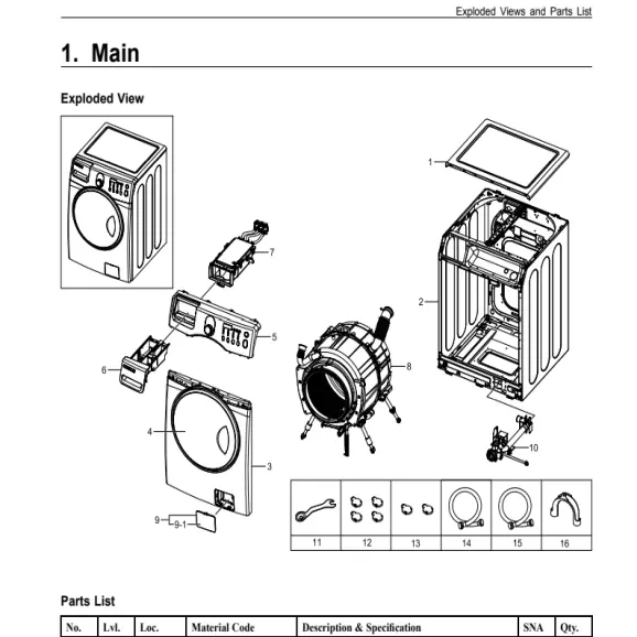 Samsung WF218ANW/XAA Parts Diagram PDF