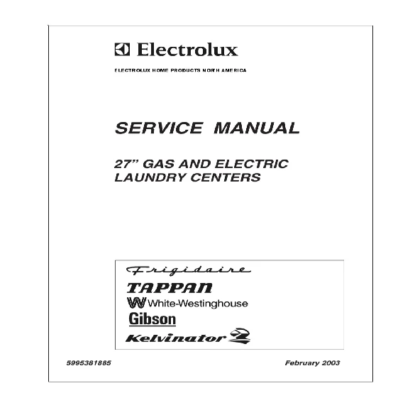 Electrolux/Frigidaire 5995381885 Service Manual