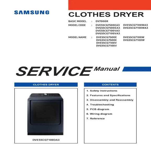 Samsung DVE55CG7100WA3 Service Manual