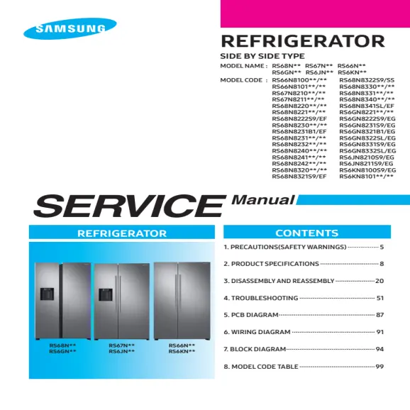 Samsung RS66N8100S9 Service Manual PDF